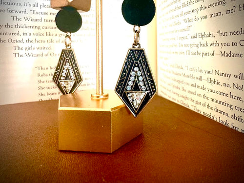 Art Deco Black & Gold Earrings