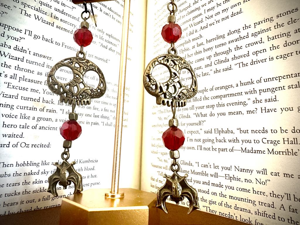 Bronze Skull Pendant w/ Bat