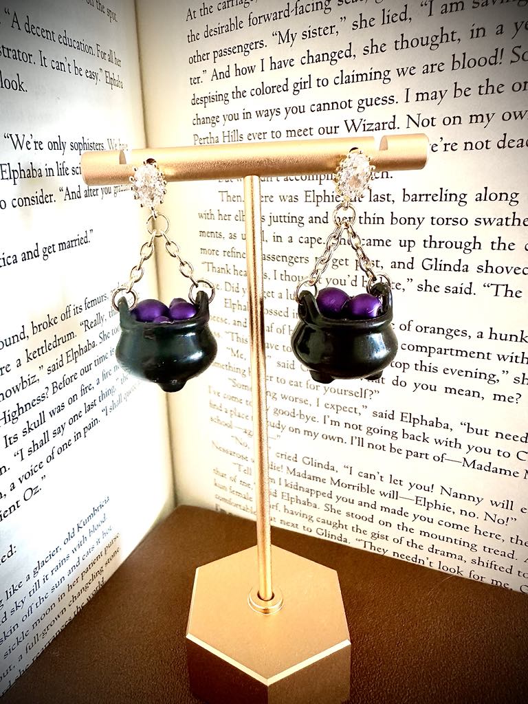 Purple Potion Witch Cauldron Earrings